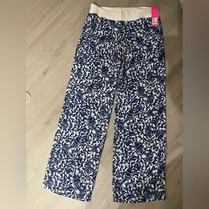 Lilly Pulitzer Blue and White Wide Leg Pants NWT